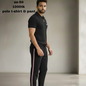 Stylish waffle polo t-shirt and pant combo ss-50