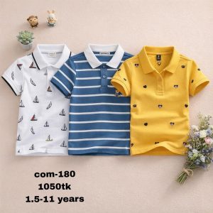 3 pices cotton step polo combo for boys com-180