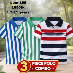 3 pices cotton step polo combo for boys com-196
