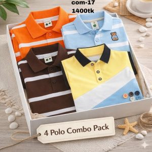 4 pices cotton step polo combo for boys com-17